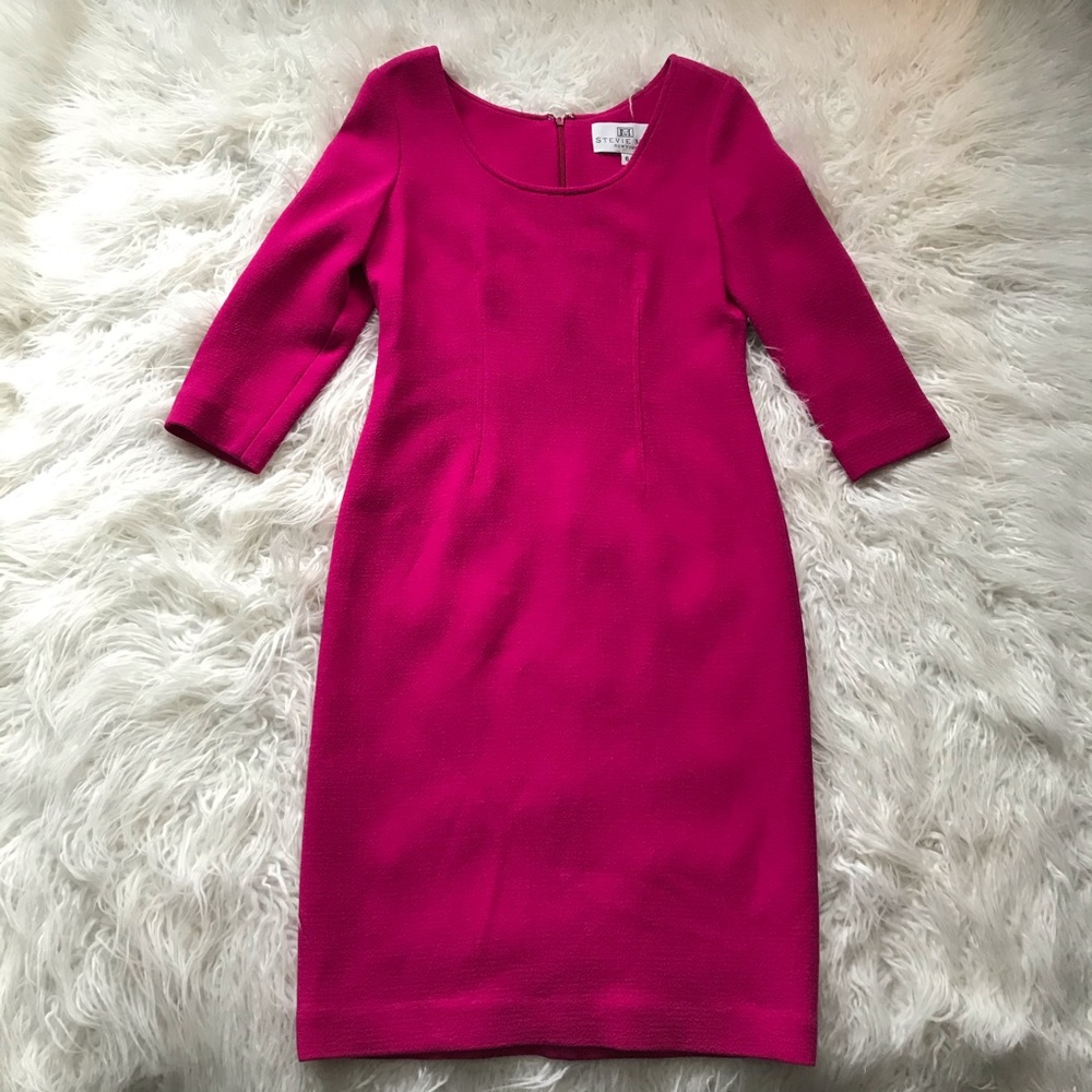 STEVIE MAC HOT PINK CREPE 3/4‎ SLEEVE DRESS